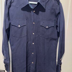 Pendleton Shirt Mens L Navy BVirgin Wool High Grade Western Wear Pearl Snap USA